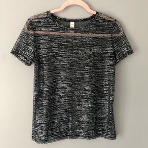 Victoria’s Secret Black and Silver sheer T-shirt